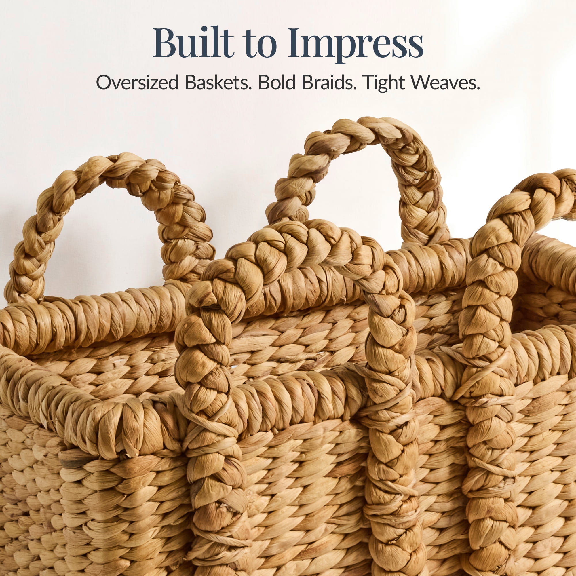 Best Choice Products 3Pc Shelf Baskets, Small, Large and XL Chunky Woven Wicker Baskets w/ Braided Handles - Natural