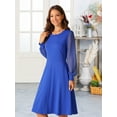 thumbnail image 3 of DARING DIVA Long Sleeve Round Neck Cocktail Dress L Royal Blue, 3 of 7
