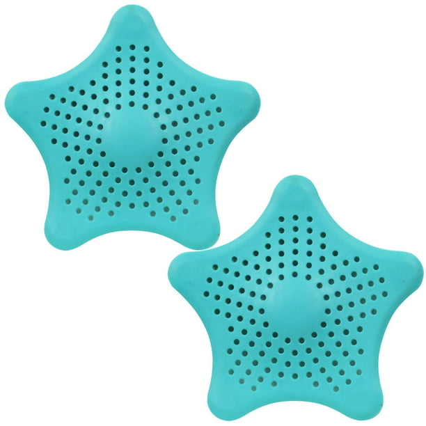 Juego de 2 filtros de drenaje de ducha de fregadero de silicona azul