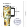thumbnail image 2 of Sunflower 40oz Tumbler with Handle and Straw, Large Capacity Travel Cup for Hot & Cold Drinks, Double Walled Vacuum Insulated Cup,Birthday Gifts for Women Girls, 2 of 6