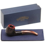 Savinelli Roma Lucite - Rustic Wooden Pipe Hand Crafted in Italy, Italian Mediterranean Briar Wood Pipe, Bent Apple Traditional Wood Pipe (626)