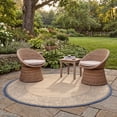 thumbnail image 3 of Safavieh Courtyard Steve Oriental Indoor/Outdoor Area Rug, Natural/Blue, 5'3" x 5'3" Round, 3 of 9