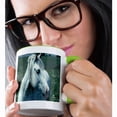 thumbnail image 2 of 3drose, Dappled Grey Horse Flowered Pasture, 15oz Two-tone Green Mug, 2 of 6