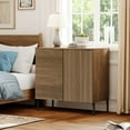 thumbnail image 2 of Modern Minimalist Wood Nightstand with Doors ,31.5" Large End Table,Reeded Design Bedside Table for Bedroom, Living Room,Entryway, 2 of 7