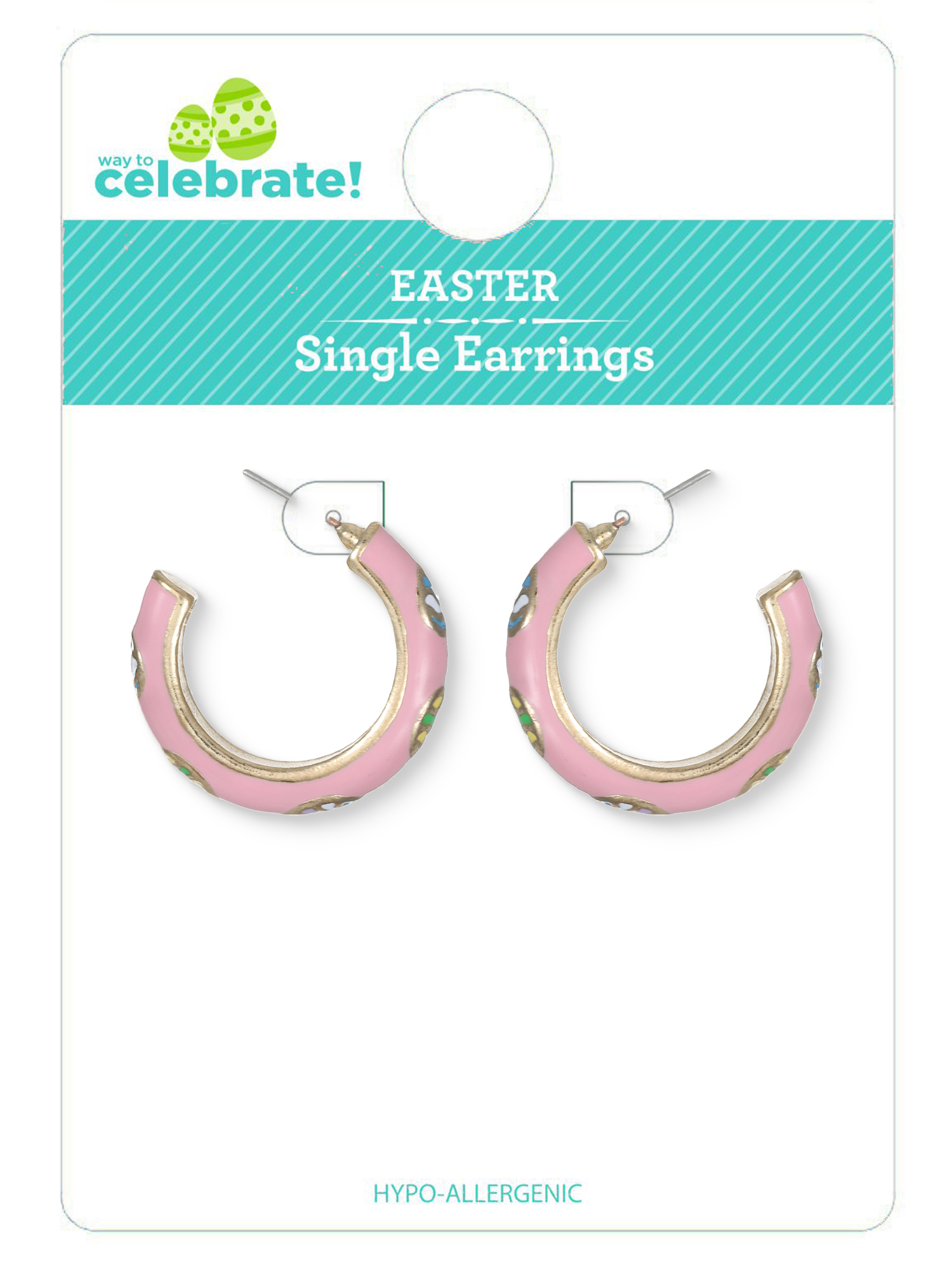 Way to Celebrate Easter Pink Egg Hoops, 1 Pair