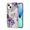 thumbnail image 3 of SaniMore for Apple iPhone 14 Case 6.1-inch, Shockproof TPU Fashion Marble Pattern Cover for iPhone 14 Women Men with Ring Kickstand Holder Clear Bumper Protection Cover, Purple, 3 of 5
