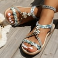 thumbnail image 5 of Fukaraa Summer 2025 Sandals Women Rhinestone Bohemian Flat Elastic Ankle Beach Wedding Shoes, 5 of 9