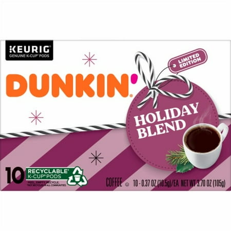 2X-Dunkin Holiday Blend K-Cup Coffee Pods - 10 ct