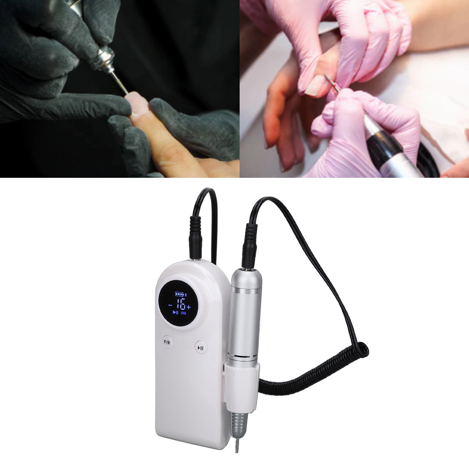 Nieyigj Nail Drill Machine 45000RPM Strong Motor USB Rechargeable Electric Nail Polishing Machine, Professional Portable Efile Kit with 6 Bits for Acrylic Nails, Manicure Pedicure Salon Home Use