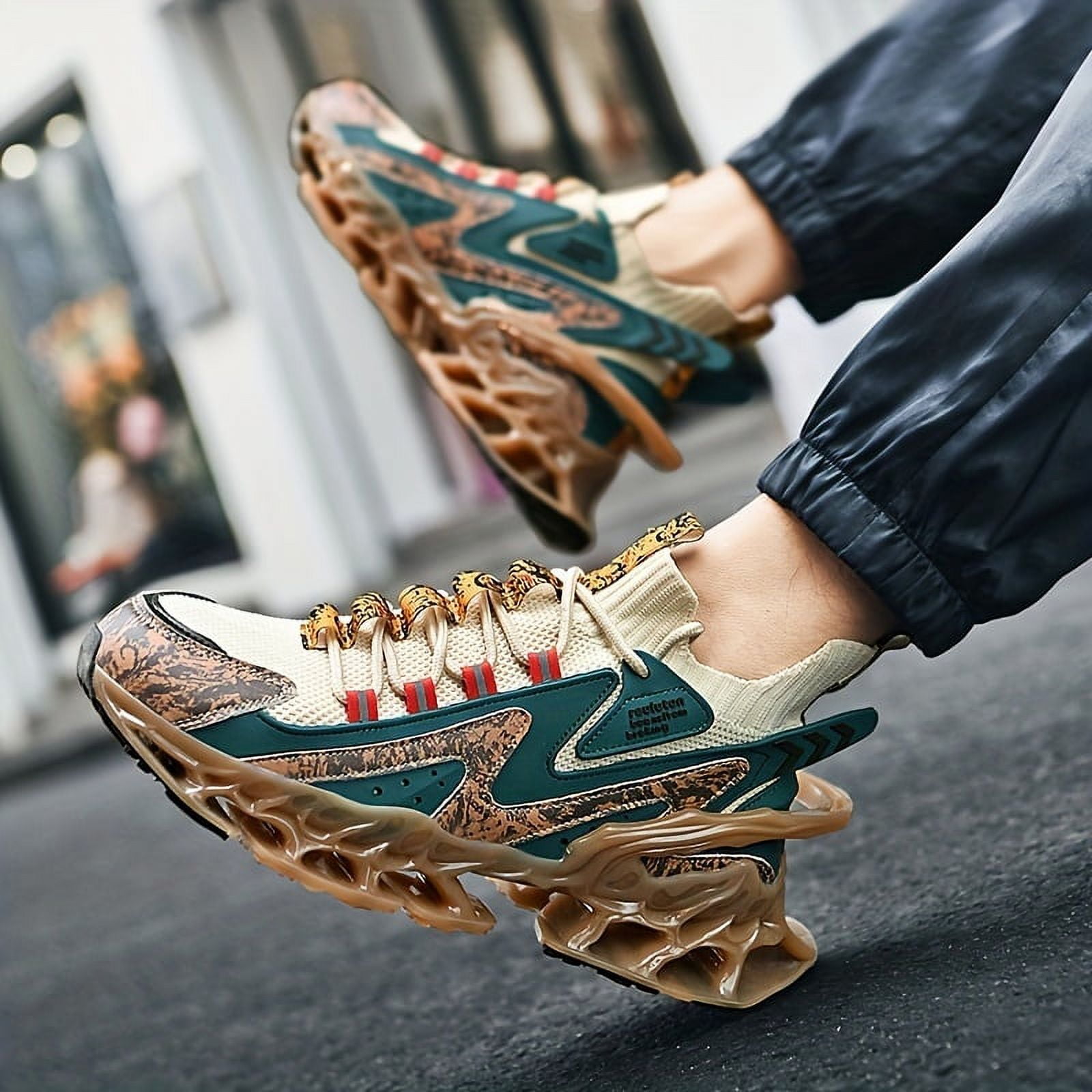 Men s Color Block Chinese Landscape Lace Up Blade Sneakers With Assorted Colors Casual Outdoor Walking Shoes Walmart