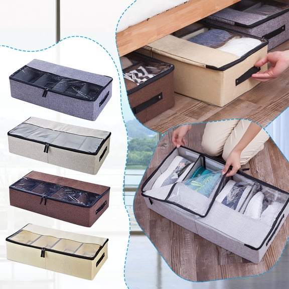 1×Storage Bag Transparent Shoe Box Storage Box Space Saving Bed Bottom Shoe Cabinet Household Proof Shoe Organizer Home Textile Storage