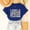 Blue, variant on YHAJDS Women's Round Neck Tops Letter Print Short Sleeve Loose Casual Summer Daily Blouse