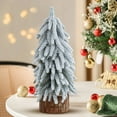 thumbnail image 3 of BNNG Snow Tabletop Christmas Trees, Snow Flocked Mini Tabletop Pine Trees with Wooden Base,Artificial Desk Christmas Trees for Xmas Holiday Home Party Table Decorations, 3 of 4