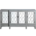thumbnail image 2 of Antique Gray Console Storage Cabinet With 4 Doors & Mirror , Shelves, Tapered Leg, 60"w X 32"h 15"d, 93 Lbs Front, Shelves Inside, 60" W 32" H 15" D,, 2 of 3