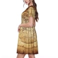thumbnail image 2 of Balery Vintage Map Of The World Vestidos sueltos de manga corta para mujer, vestidos de verano 2025, vestidos casuales de corte A con vuelo., 2 of 6