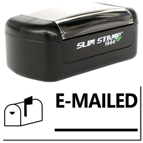 Slim Pre-Inked Emailed with Mailbox Stamp, Slim 1444, Ultra Slim Design, Impression Size 1/2" by 1-3/4", Up to 25,000 Impressions - Black Ink