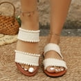 thumbnail image 4 of WRKEKC Sandals for Women Spring Summer Solid Color Flat One Strap Slides Outdoor Lightweight Beach Flip Flops, 4 of 9