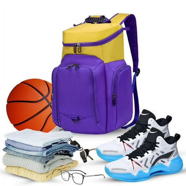 WOLT Basketball Backpack Large Sports Bag With Separate Ball Holder Shoes Compartment
