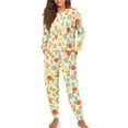 thumbnail image 4 of Tutolipy Bee Floral Printed Womens Pajama Sets Soft Sleepwear Casual 2 Piece Pjs Set Long Sleeve Tops Jogger Pants Pajama Sets, S, 4 of 7