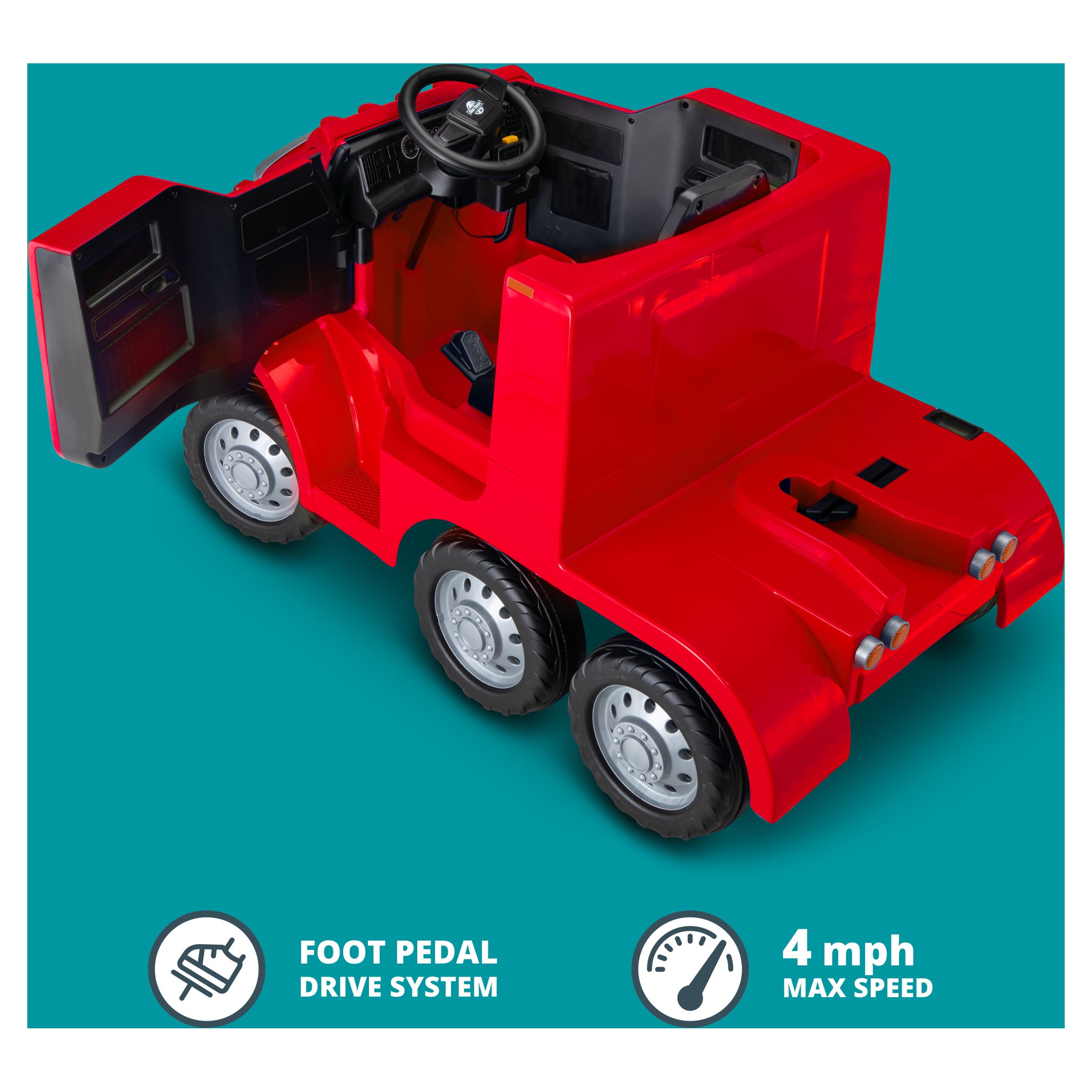 Semi-Truck and Trailer Ride-On Toy by Kid Trax Red, Rig - image 4 of 8