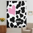 thumbnail image 3 of Cow Printed Sheer Curtains 84 Inches Long, Modern Black Animals Textured Pink Love Heart Light Filering Curtains, Breathable Simi Curtain Privacy Drapes for Living Room Bedroom Window Treatment, 3 of 9