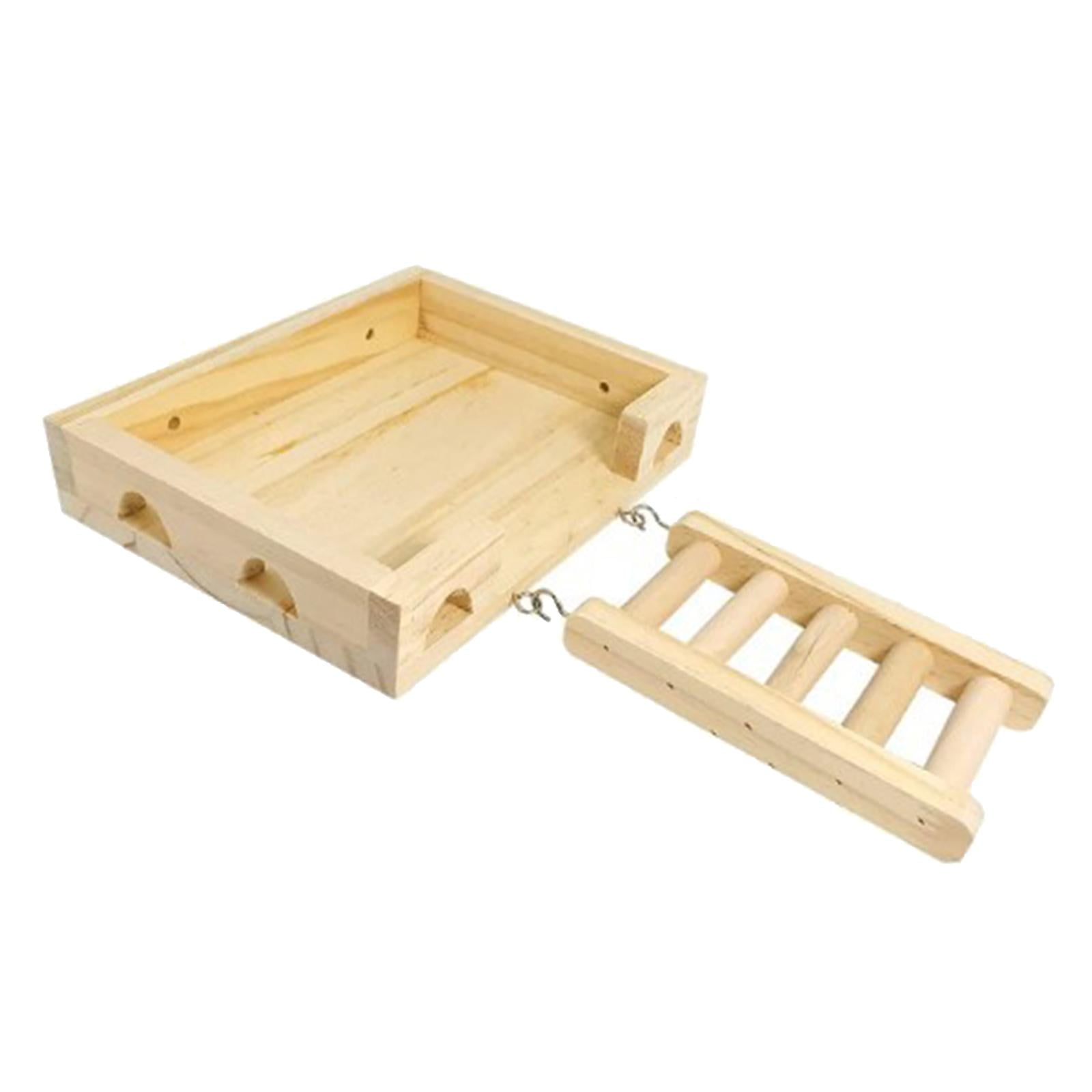 Bvdfgk Hamster Wooden Ladder Toy Accessories Bird Cage Accessories Chewing Exercise Toy Platform 20x15.4x4cm