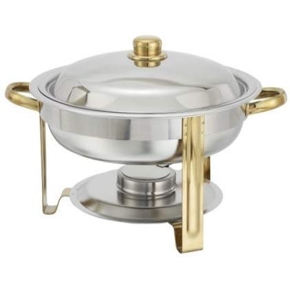 Malibu Chafer 203 - 4 qt Round Stainless Steel W/ Gold Accents Winco, Set of 3
