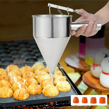 

Pancake Batter Dispenser Funnel Cake Dispenser with Stand Stainless Steel Batter Dispenser Multi-Caliber Baking Tool Multi-Purpose Cake Decorating Tool for Kitchen Baking Pancake