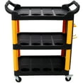thumbnail image 3 of Olurrisa 3 Tier Rolling Auto Detail Cart With Wheels,With Panel & Hook,for Detailers Garage, Workshop, Repair Shop, Storage Tool, Yellow&Black, 3 of 9
