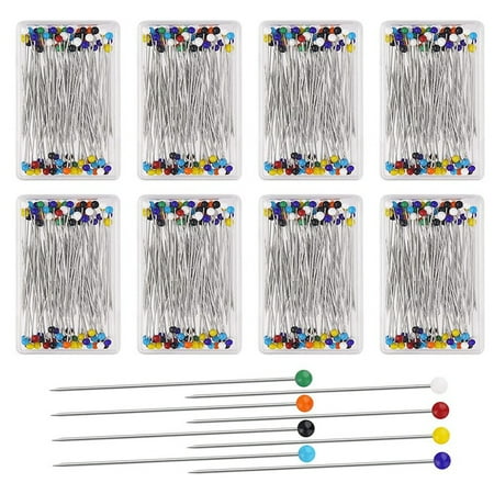 

800Pcs Fabric Sewing Needles-Cutout 8 Boxes of Straight Needles with Colored Spherical Glass Heads for Craft Dress DIY
