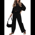 thumbnail image 1 of Traje de Dos Piezas para Mujer: Cuello Redondo, Top Básico, Pantalón . Negro XXXL, 1 of 9