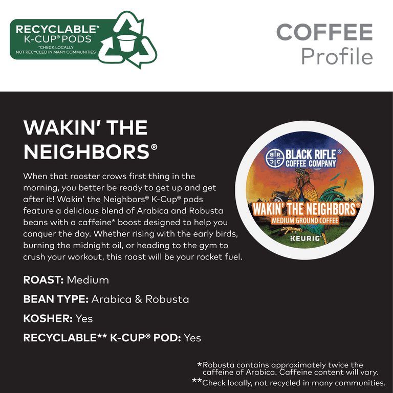 Black Rifle Coffee Company High Caffeine K Cups Pods, Medium Roast, 22 Ct -  Wakin the Neighbors - Walmart.com