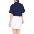 thumbnail image 4 of HAPPY BAY Women's Casual Hawaiian Blouses Shirt Blouse Short Sleeve Dress Tops Tee Button Down Shirts for Women XL Solid, Navy Blue, 4 of 6
