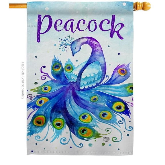 Ornament Collection H192568-BO Beautiful Peacock Animals Bird 28 x 40 in. Double-Sided Decorative Vertical House Flags for Decoration Banner Garden Yard Gift