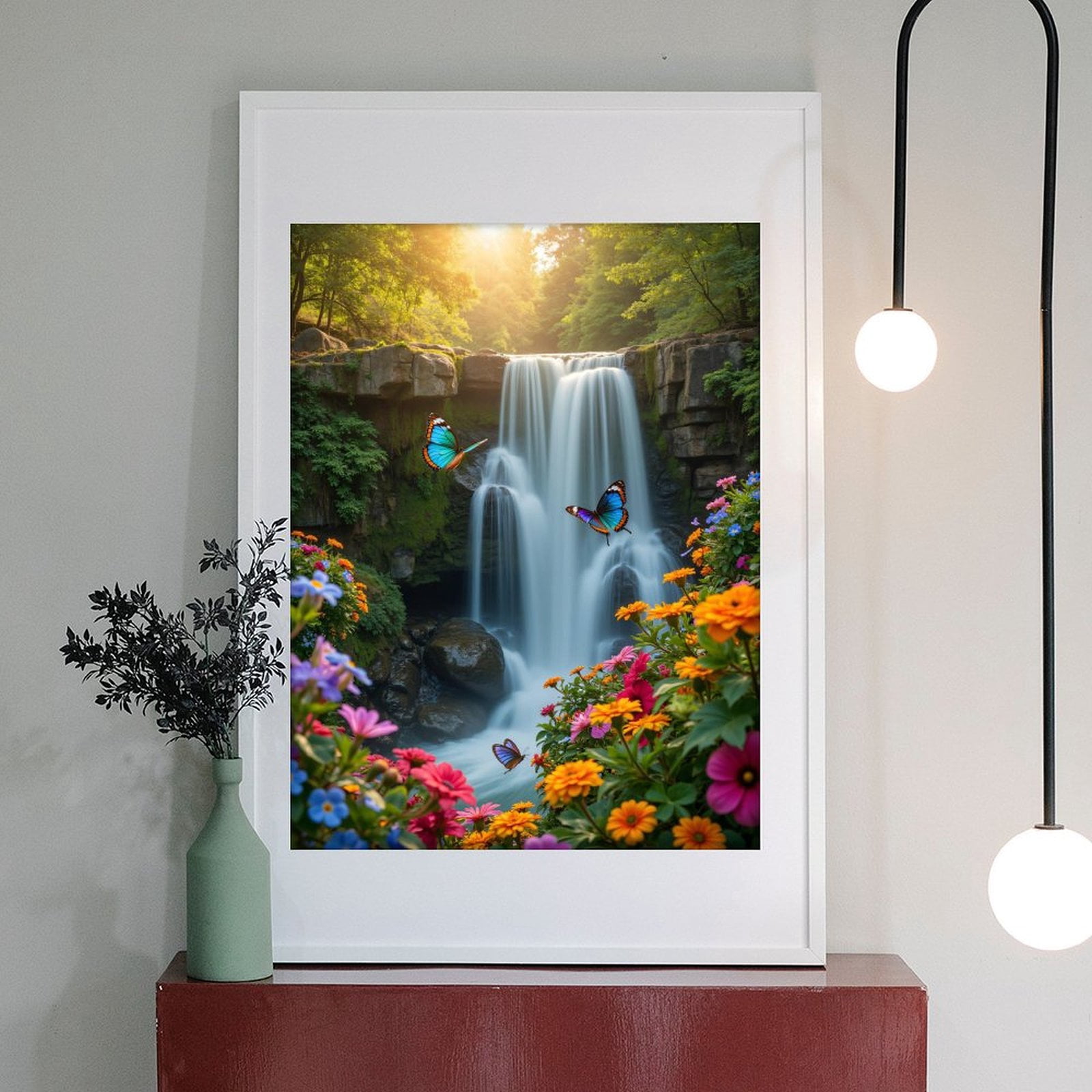 Diamond Art Kits for Adults - 5d Waterfall Butterflies Floral Paradise Diamond Painting for Adults, Diamond Art for Adults Beginners, Diamond Painting Kits for Adults for Home Wall Decor