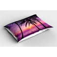 thumbnail image 2 of Ocean Pillow Sham, Palm Trees Silhouette at Sunset Dreamy Dusk Warm Exotic Twilight Scenery Image, Decorative Standard Size Printed Pillowcase, 26" X 20", Purple Black, by Ambesonne, 2 of 2