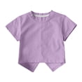 thumbnail image 7 of Cethrio Girls Cotton T-shirts, Casual Short Sleeve Cute Crew Neck Summer Tops Kids Tees Purple Size 6, 7 of 7
