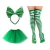 Moonvvin St. Patrick's Holiday Suit Irish Clover Head Buckle Bead Chain Socks Three-layer Veil Party Suit