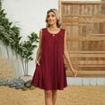 thumbnail image 4 of Busydd Summer Dresses for Women 2025 Solid Color Round Neck Spring Dress Casual Sleeveless Pleated Sundresses for Women Trendy Pockets Mini Dress, 4 of 8