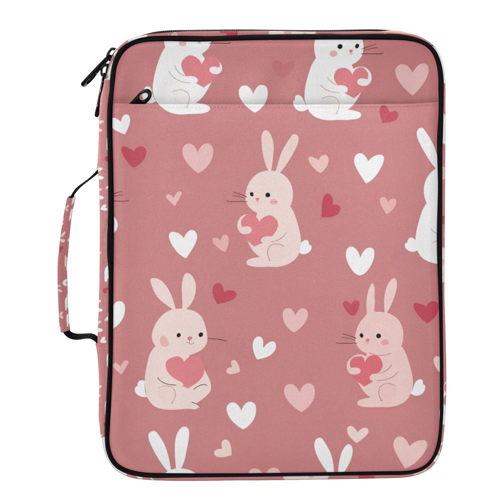 FORMRS Accordion File Folder A4 Size 7-Pocket Expanding Document Organizer Bag with 3 Ring Binder, Bunny Love Blooms
