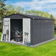 thumbnail image 5 of 10x12 FT Outdoor Storage Shed, Metal garden sheds with Shutter Vents Floor, Tool House for Storing Bicycles, Lawnmowers, Barbeques, Dark-grey, 5 of 5