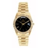 Elgin Men's Gold Plated Bracelet Watch with Genuine Austrian Crystals, Black Dial