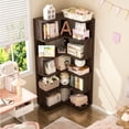 thumbnail image 2 of Homieasy 6-Tier Corner Bookshelf - L-Shaped Etagere Shelf with Baffles, Freestanding Storage for Living Room, Office, Bedroom,Black Walnut, 2 of 7