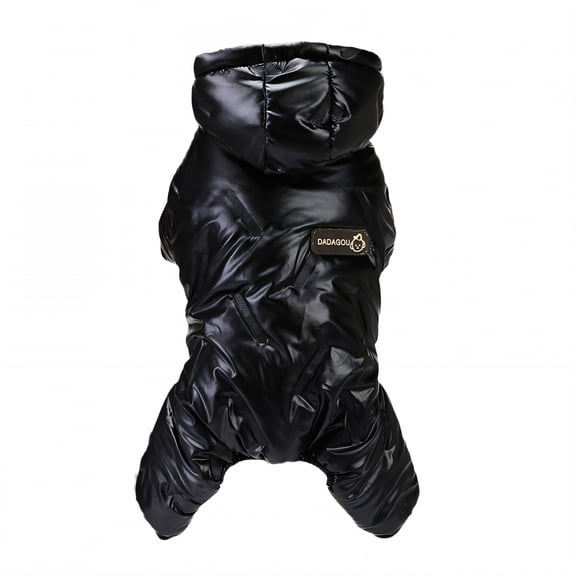 TELOLY Dog Snowsuit,Easy on Off Dog Clothes for Large Dogs,Non-Restrictive Fit Dog Jacket,Black1,XXL