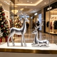 thumbnail image 5 of Liamobondopolis Matte Silver Reindeer Figurine Set of 2 Minimalist Deer Statues for Christmas Mantel and Home Decor, 5 of 9