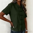 thumbnail image 4 of ClodeEU Women's Chinese Frog Button Stand Collar Short Sleeve Blouse,Solid Casual Summer Shirt Top Army Green,Women's Plus L, 4 of 8