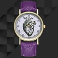 thumbnail image 2 of Reloj minimalista con diseño de corazón morado y correa de PU para amantes de la moda, 2 of 2