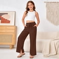 thumbnail image 5 of Hiijoy Girls Solid Color Casual Pants Elastic Waist Drawstring Pants Side Slit Trousers, 5 of 6