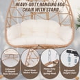 thumbnail image 4 of FKS LIFE Double Egg Chair with Stand Hammock Chair Cushion Outdoor Patio Wicker Loveseat Hanging Egg Chairs for 2 Persons, 4 of 8