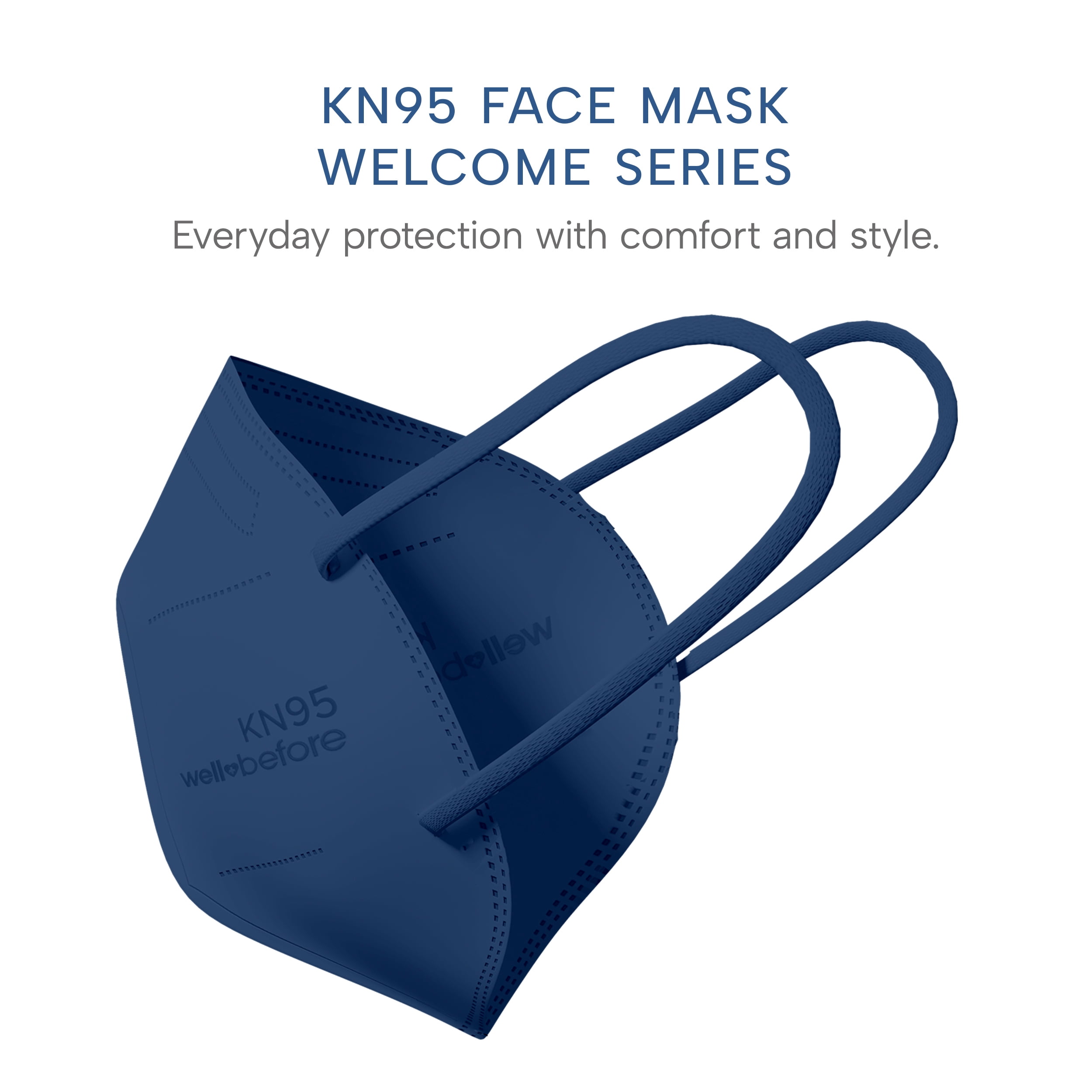 WellBefore Welcome Series KN95 Face Mask, Denim, Medium, Pack of 50